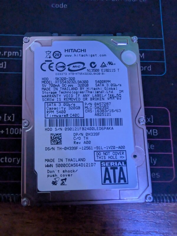 Hitachi Hard Drive 320GB 5400RPM